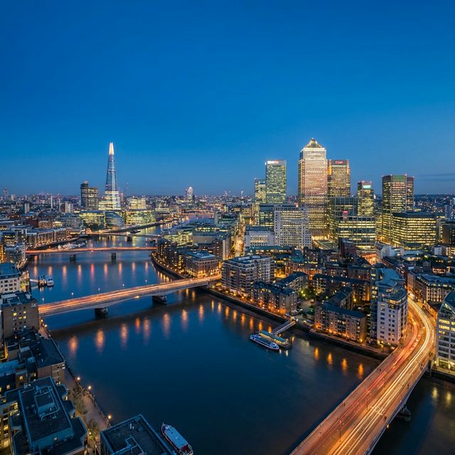 London financial district at twilight